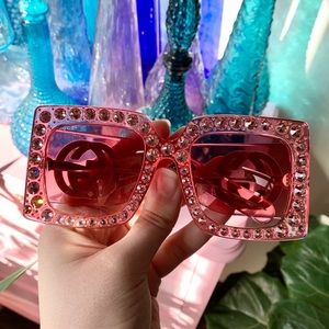 gucci pink crystal sunglasses